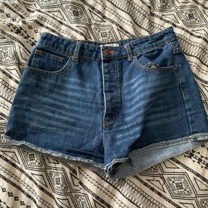 High waisted jean shorts